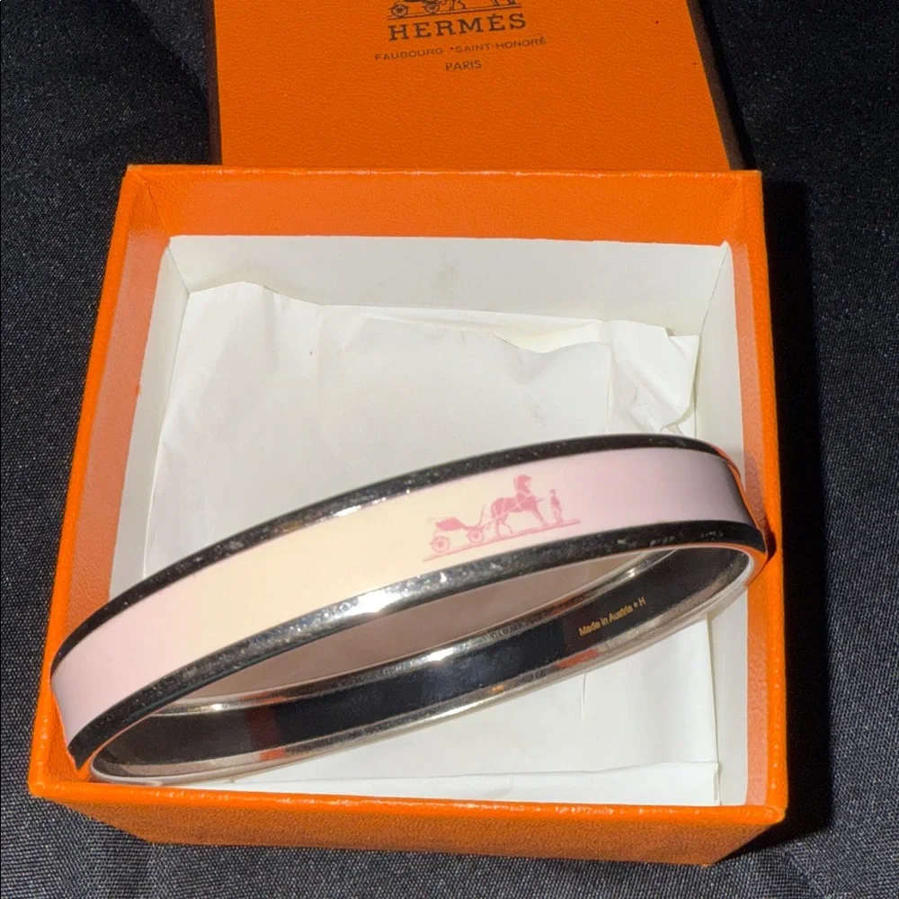 Hermes Pink Black and Silver Enamel Bracelet - Picture 6 of 15